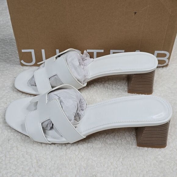 NIB JustFab Haidee Bright White Heeled Sandal Size 8.5 - Picture 5 of 9